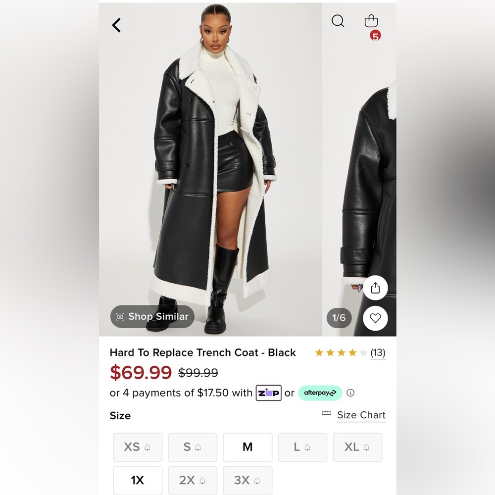 Sherpa faux leather trench coat